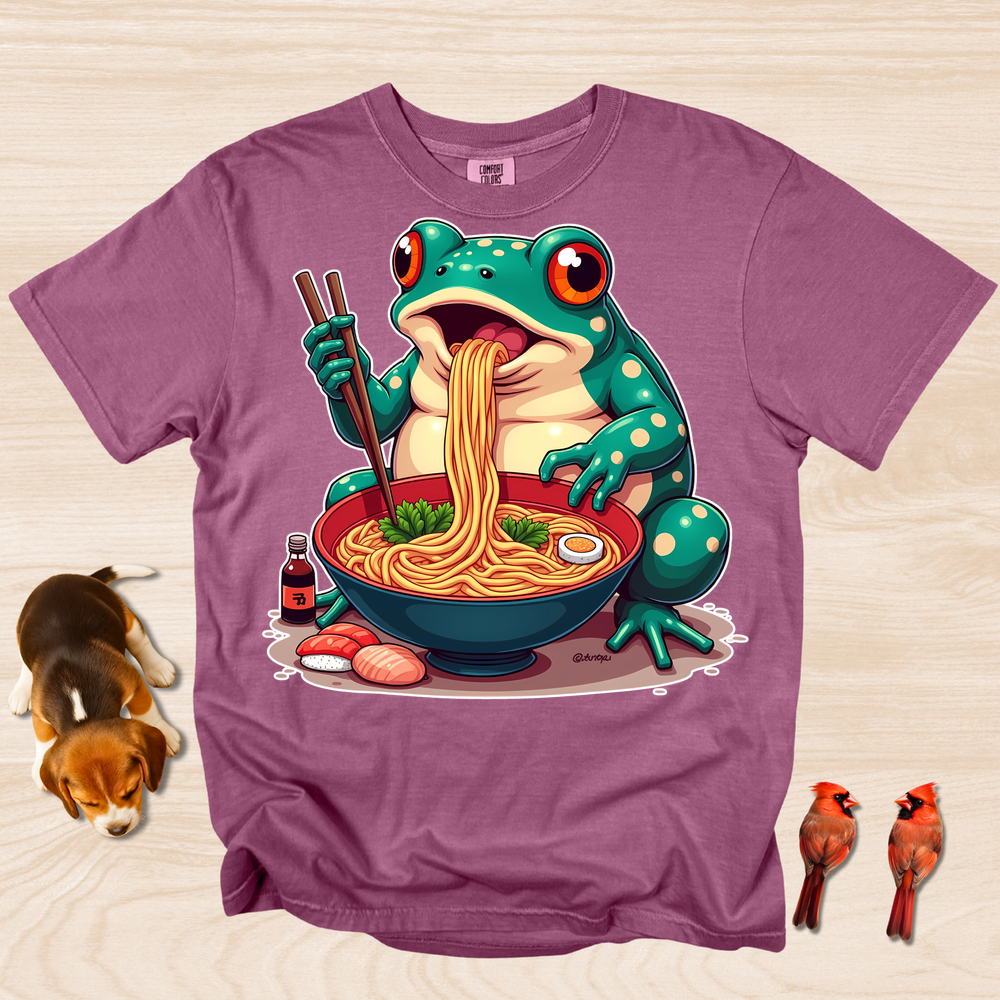 Frog eating Ramen Shirt Steam Rises Gently