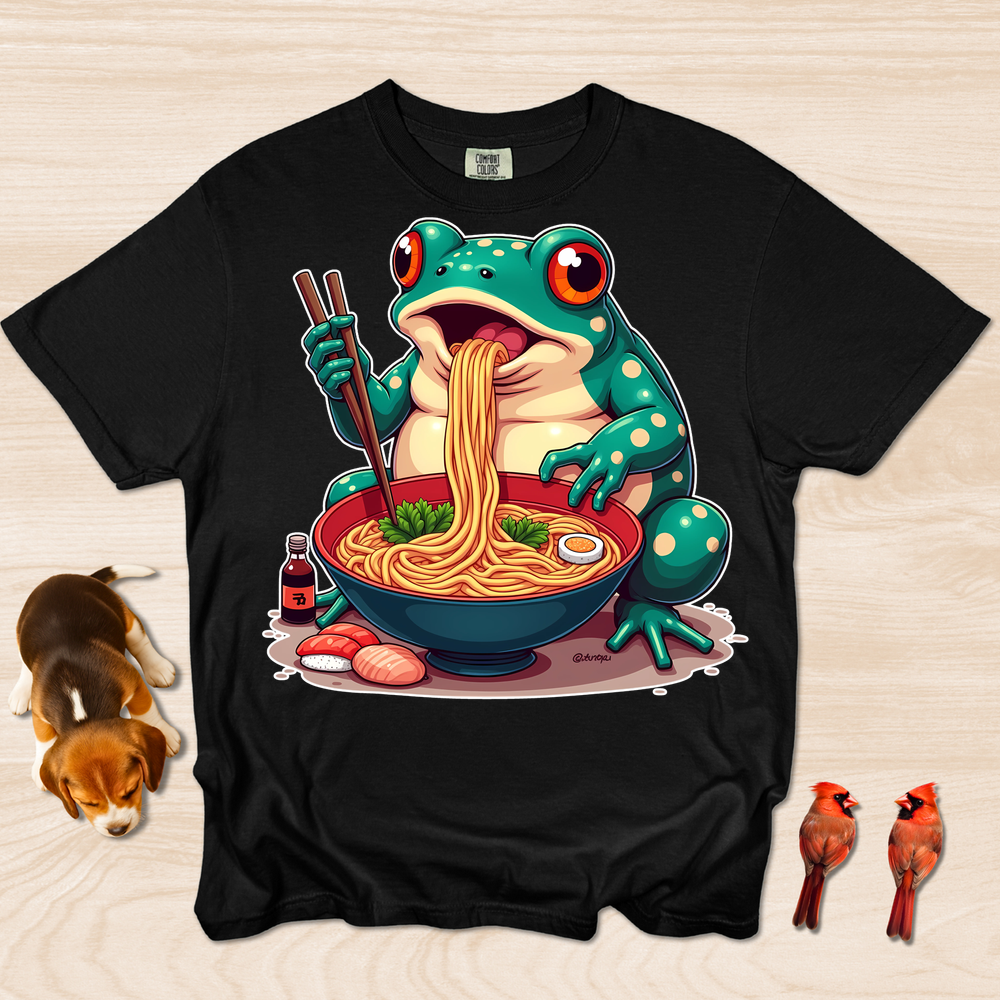 Frog eating Ramen Shirt Steam Rises Gently
