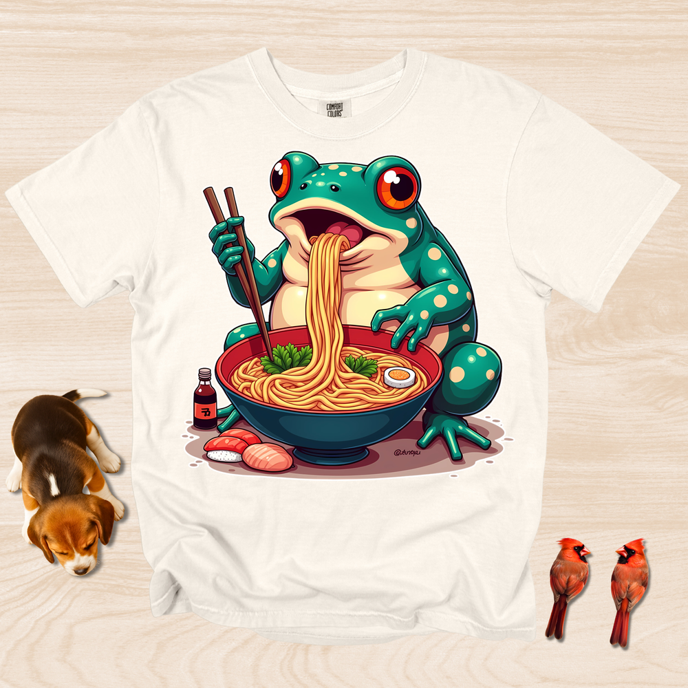 Frog eating Ramen Shirt Steam Rises Gently