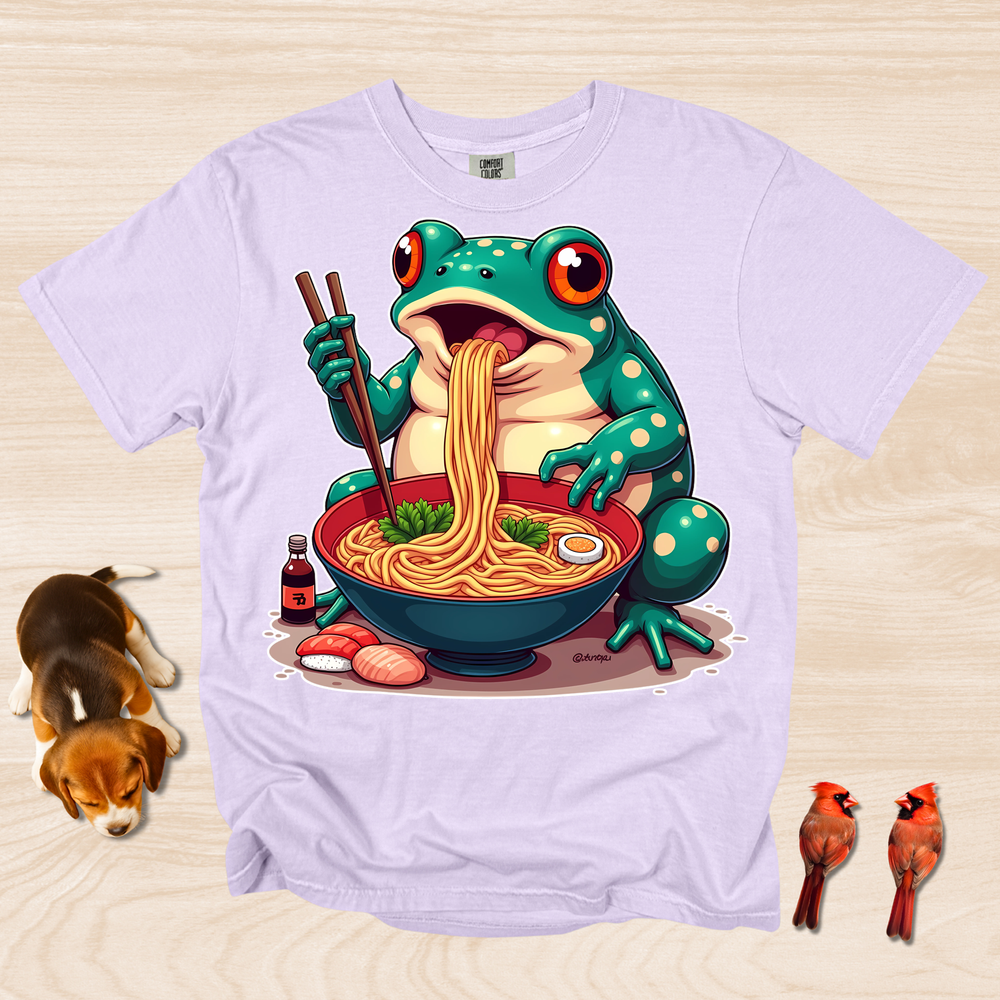 Frog eating Ramen Shirt Steam Rises Gently