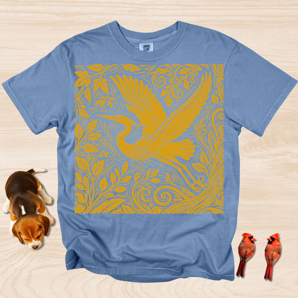 Heron Artistic Linocut Style