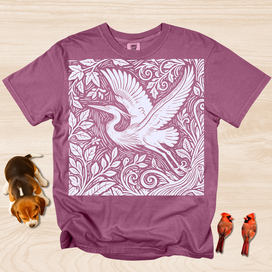 Heron Artistic Linocut Style