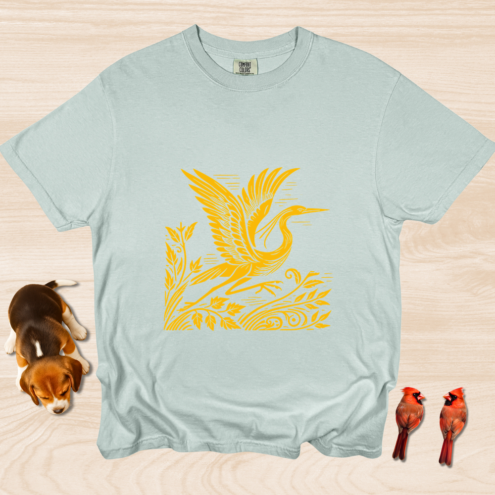 Heron Simple Linocut Design