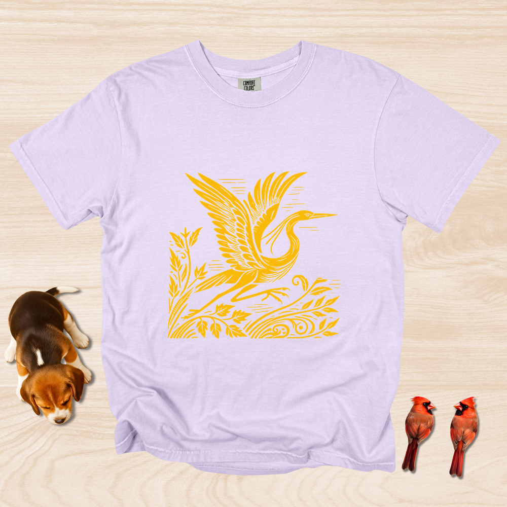 Heron Simple Linocut Design